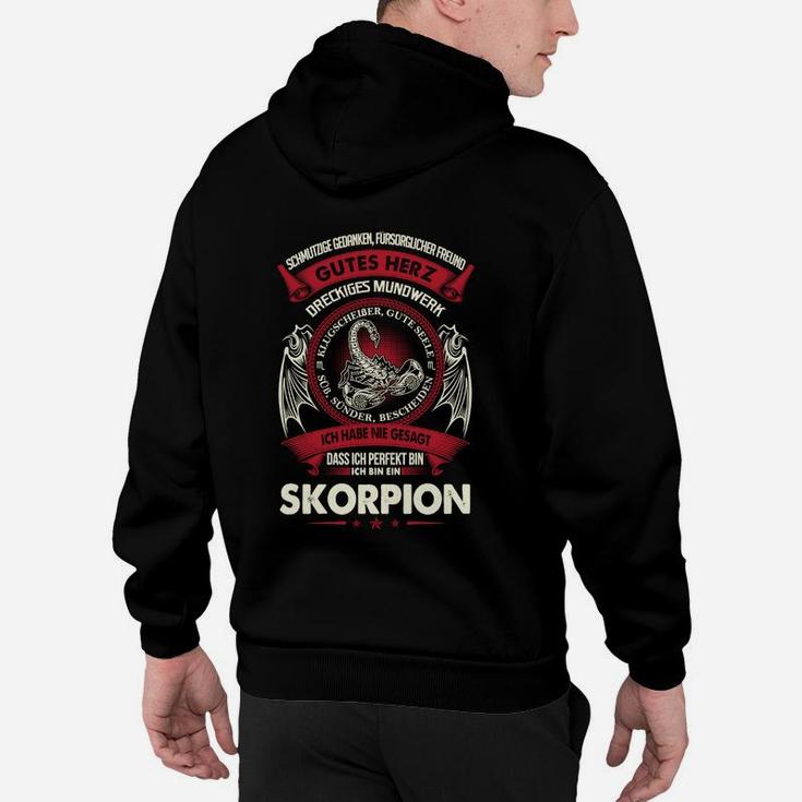 Schwarzes Hoodie mit Skorpion-Design und Spruch, Grafikshirt