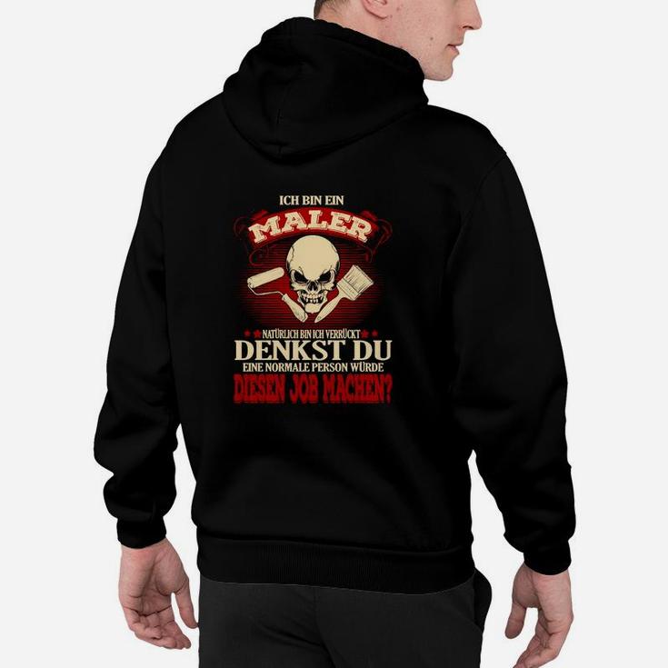 Schwarzes Maler Hoodie mit Schädel & Pinseln Motiv, Künstler Tee