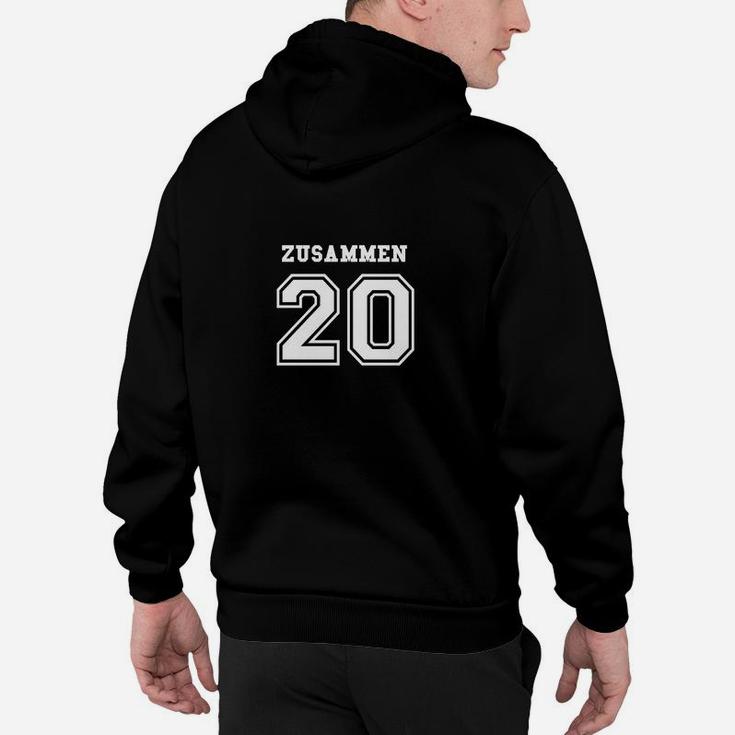 Schwarzes Team-Hoodie mit Zusammen 20 Aufdruck, Gruppen Event Tee