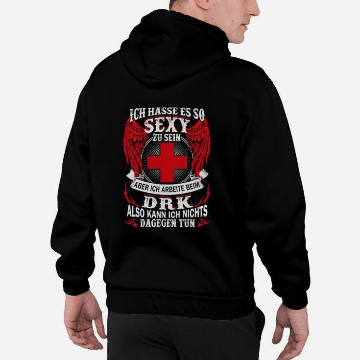 Sexy DRK Mitarbeiter Schwarzes Hoodie mit Schweizer Kreuz & Lustigem Spruch