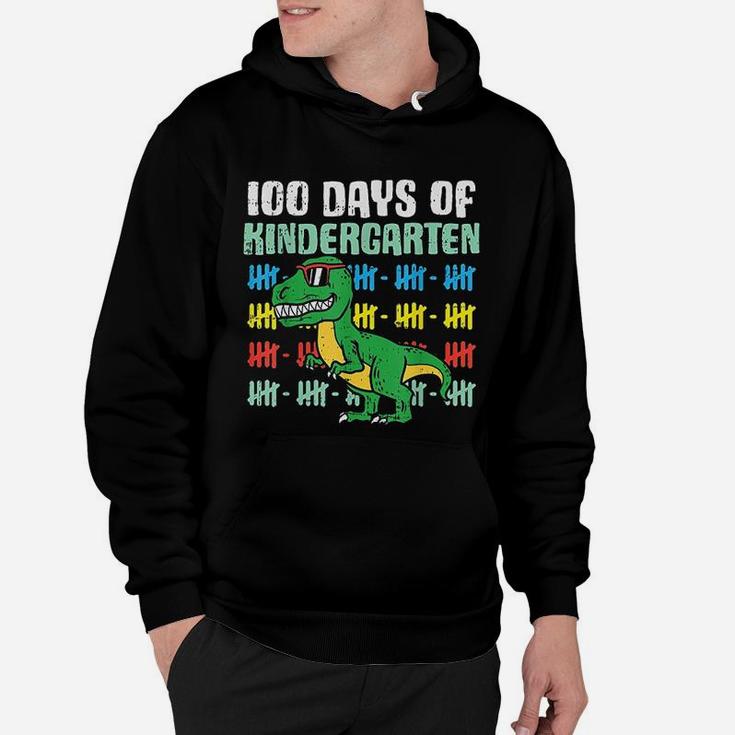 100 Days Of Kindergarten Trex Dinosaur 100th Day School Gift Hoodie