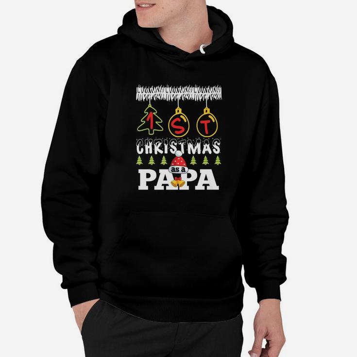 1st Christmas As A Papa Shirt Christmas Baby Announcement Hoodie