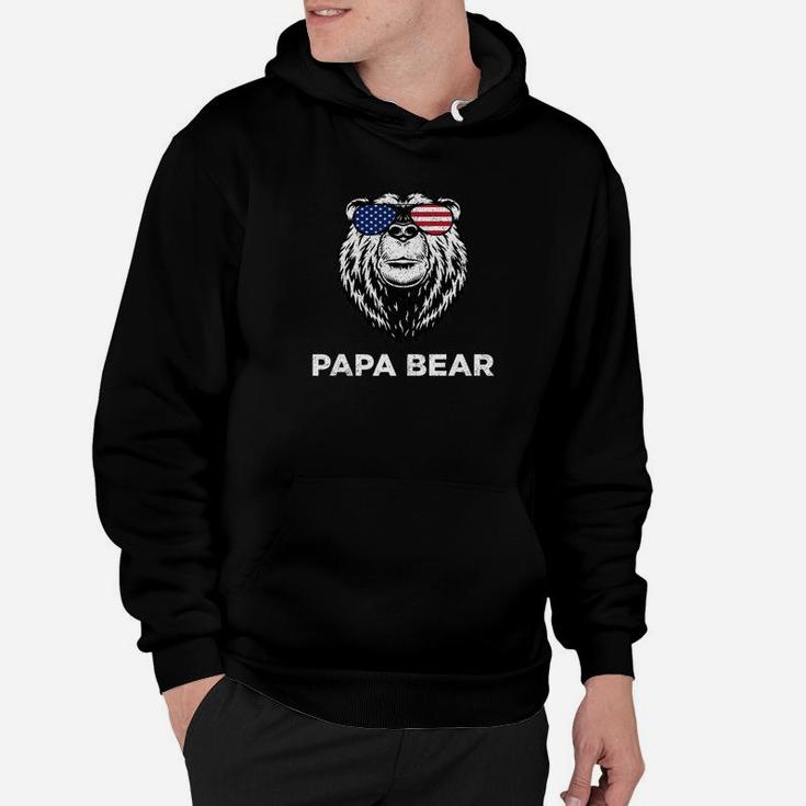 4th Of July Papa Bear American Flag Glasses Patriotic Men Premium Hoodie