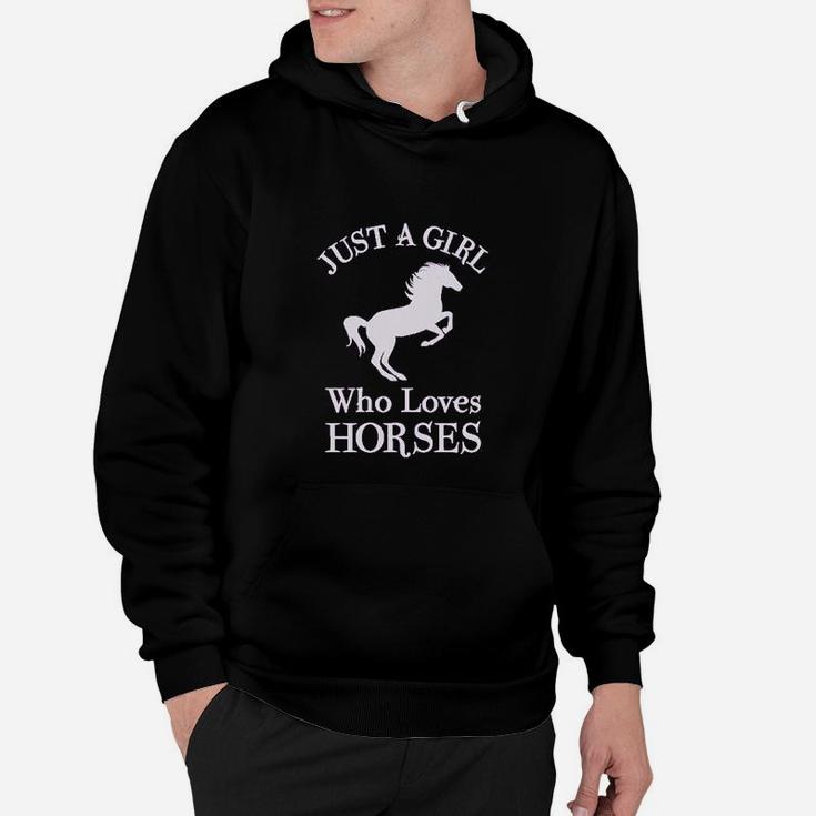 A Girl Who Loves Horses Horse Lover Gift Girls Fitted Kids Hoodie