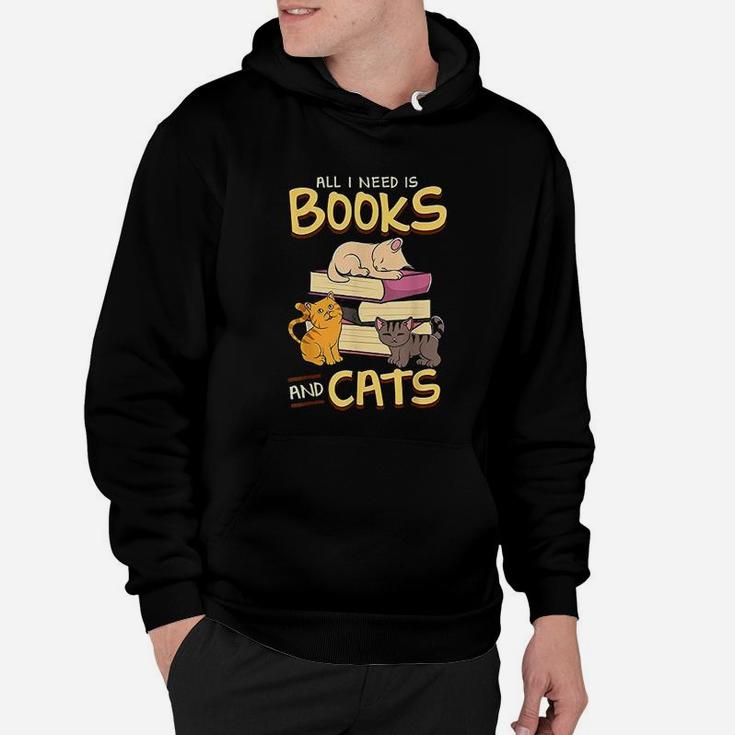 All I Need Is Books And Cats Adorable Book Obsessed Cat Hoodie