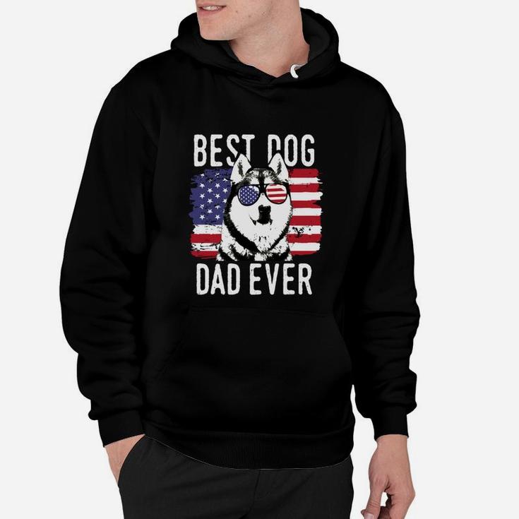 American Flag Best Dog Dad Ever Siberian Husky Hoodie