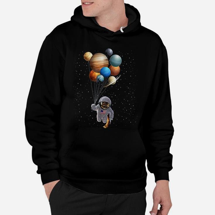 Astronaut Cat In Space Holding Planet Balloon Hoodie