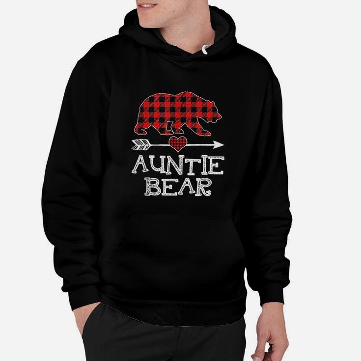 Auntie Bear Christmas Pajama Red Plaid Buffalo Family Gift Hoodie