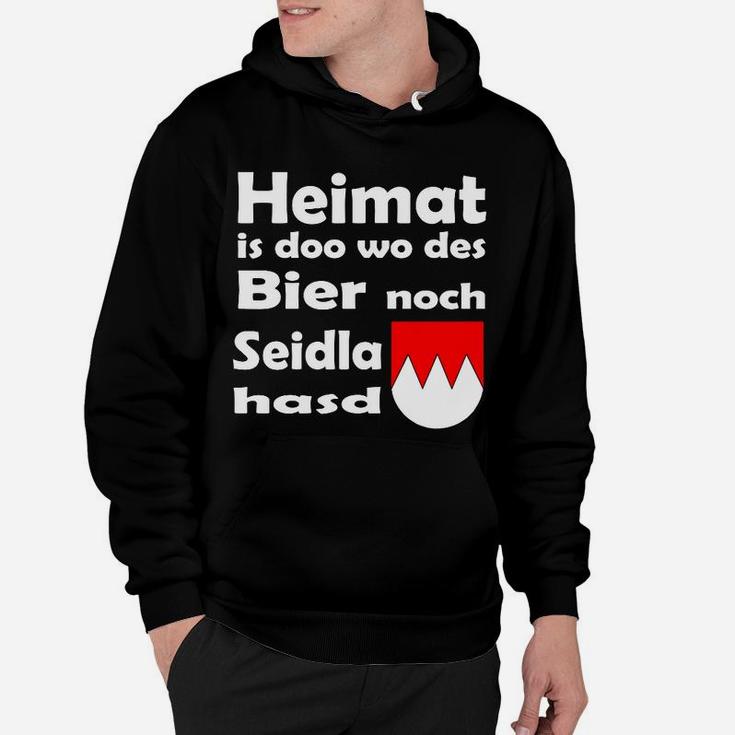 Bayerisches Motto Hoodie Heimat is doo wo des Bier Seidla is mit Wappen, Trachten-Look