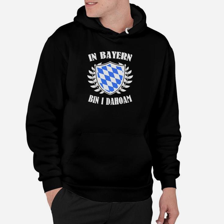 Bayern Wappen Schwarzes Hoodie: In Bayern bin i dahoam Motiv