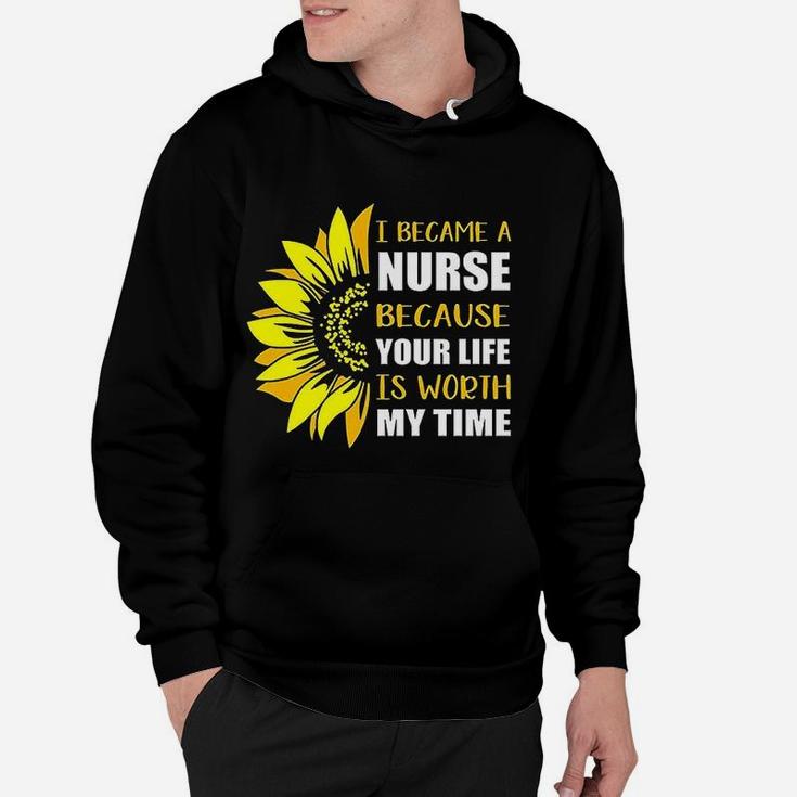 Became A Nurse Sunflower, funny nursing gifts Hoodie