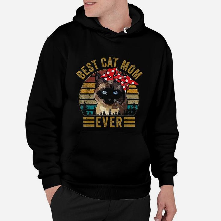 Best Cat Mom Ever Retro Vintage Siamese Cat Mothers Day Gift Hoodie