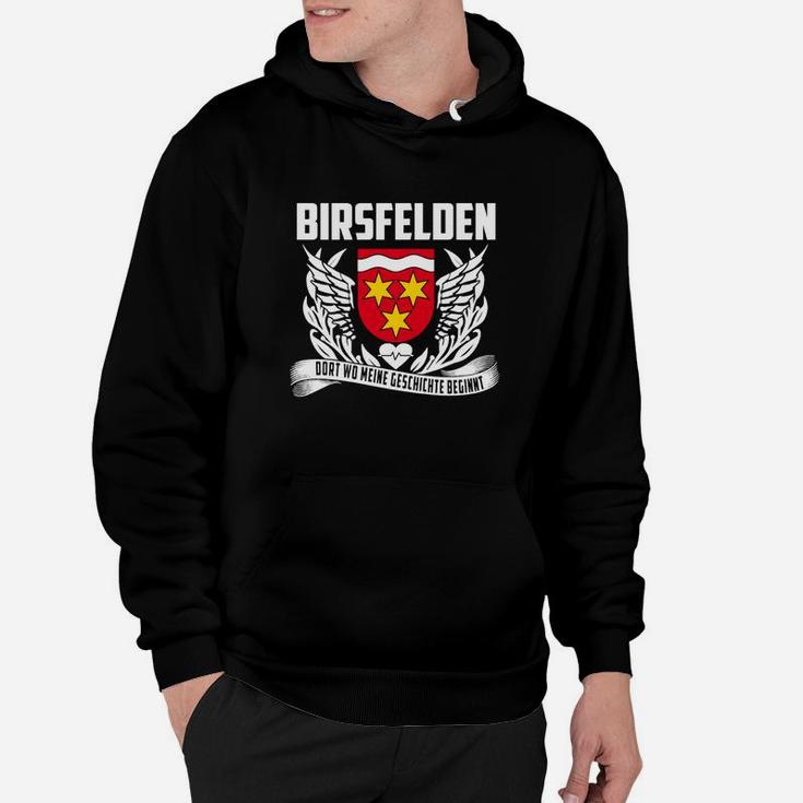 Birsfelden Wappen & Flügel Design Herren Hoodie in Schwarz