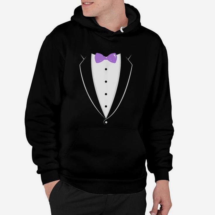Black And White Tuxedo With Lavender Bow Tie Hoodie