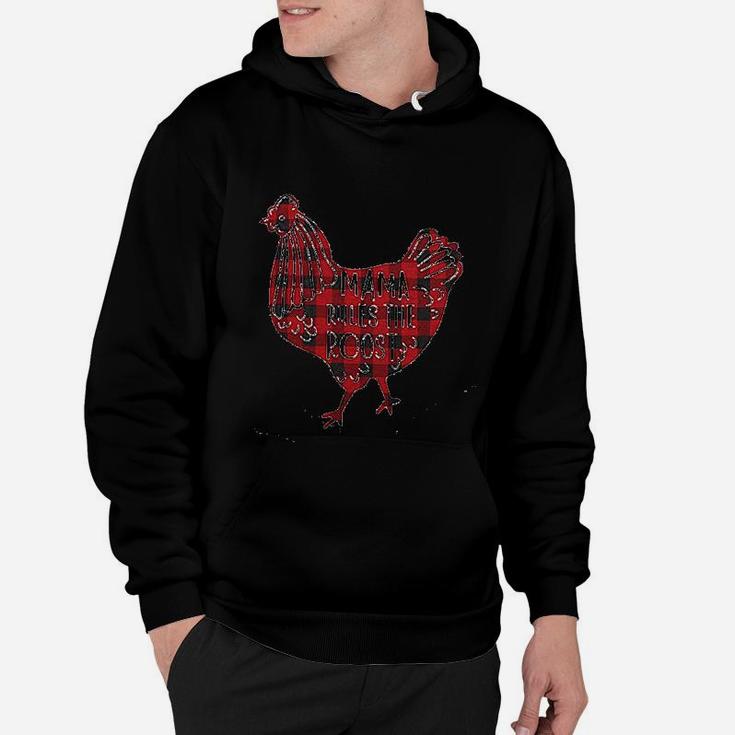 Blessed Mama Mama Rules The Roost Letter Print Plaid Chicken Mom Life Hoodie