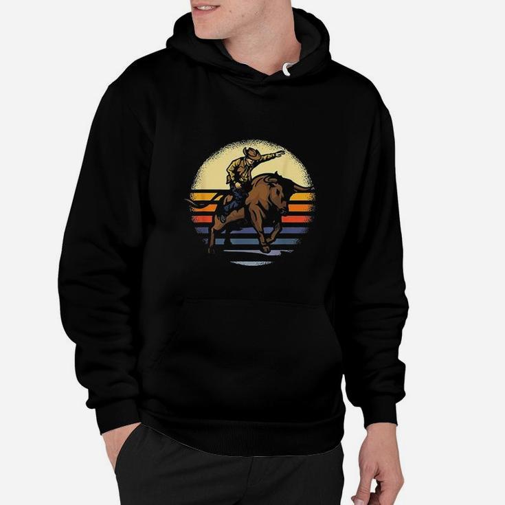 Bull Riding Rodeo Rider Cowboy Western Vintage Retro Gift Hoodie