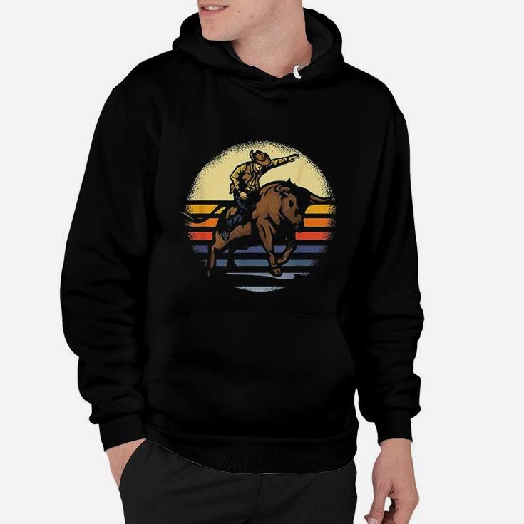 Bull Riding Rodeo Rider Cowboy Western Vintage Retro Gift Hoodie