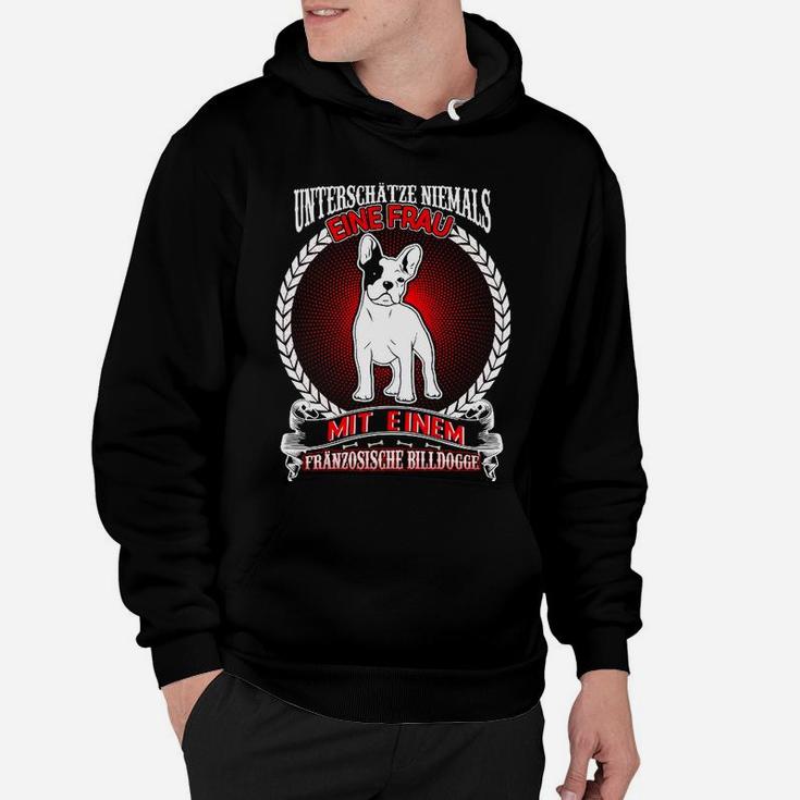 Bulldoggen Motiv Schwarz Hoodie, Deutscher Spruch Tee