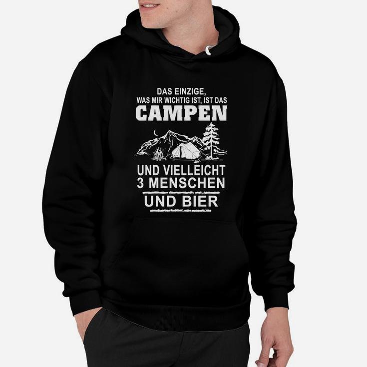 Camping-Liebhaber Hoodie Wichtig: Campen, 3 Personen & Bier – Schwarz