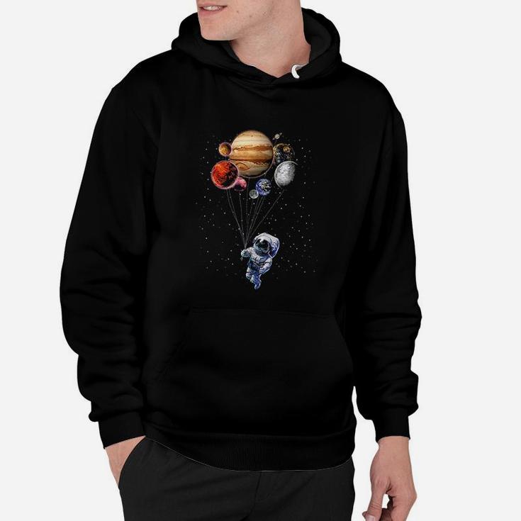 Cat As Astronaut In Space Holding Planet Balloon Hoodie