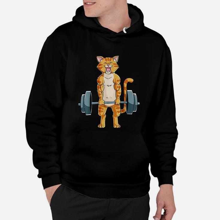 Cat Deadlift Powerlifting Gym Lifting Weights Hoodie