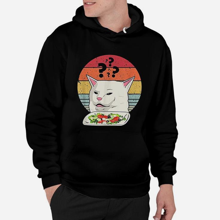 Cat Meme Funny Retro Yelling At Cats Eating Salad Hoodie