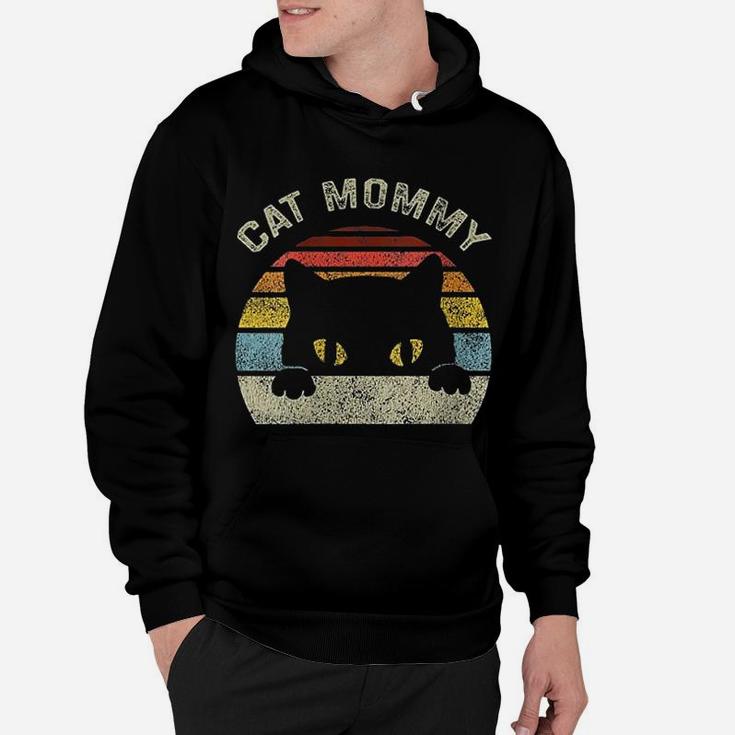 Cat Mommy Women Vintage Retro Black Cats Mom Mothers Day Hoodie