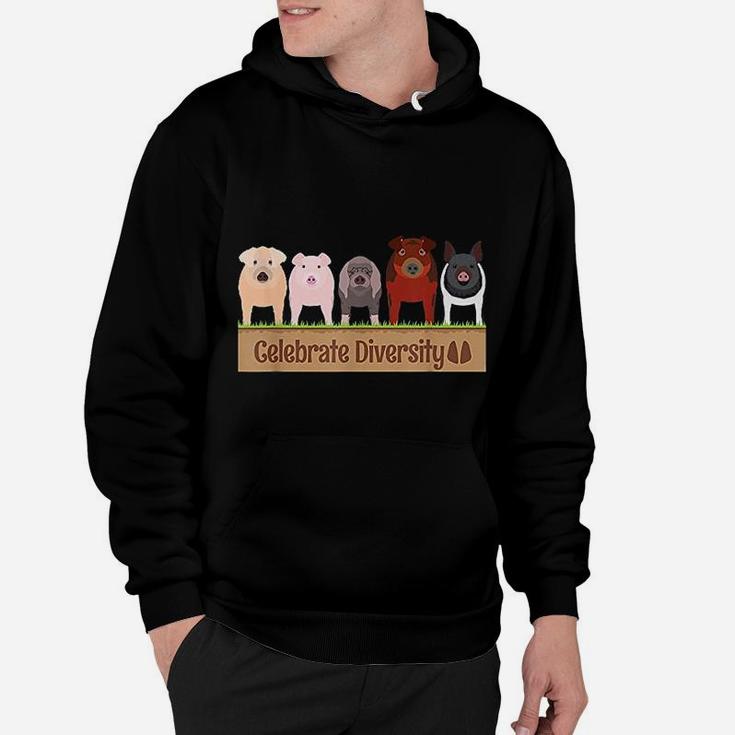 Celebrate Diversity Gifts For Pig Lovers Farm Breed Cute Pig Hoodie