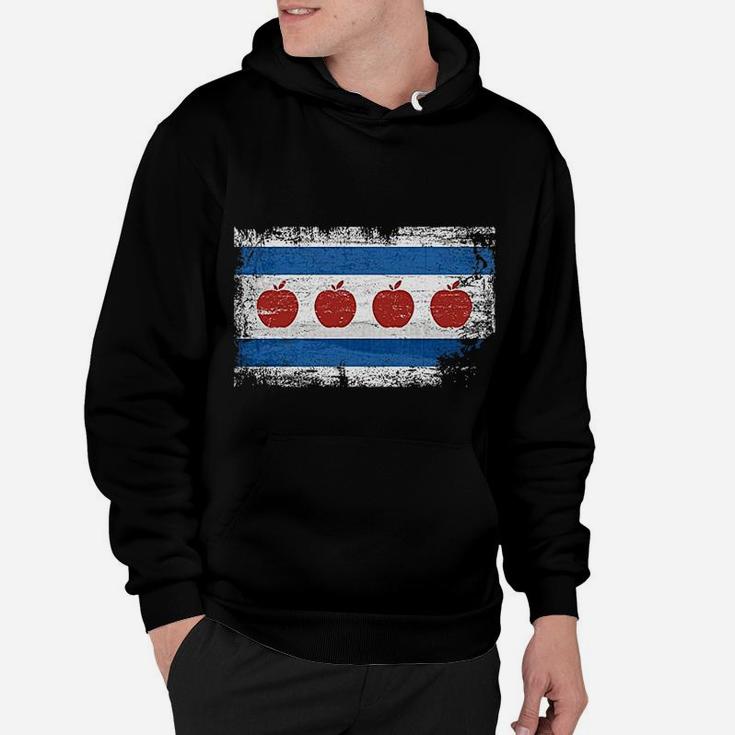 Chicago City Flag With Apple For Teacher Hoodie