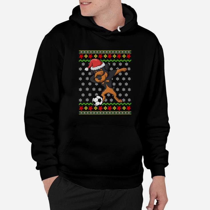 Christmas Shirt Dabbing Rottweiler Dog Soccer Gift Funny Hoodie