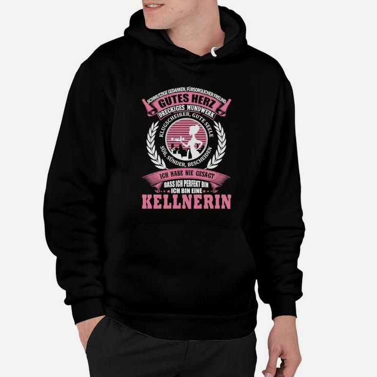 Cooles Herz Kellnerin Design Schwarzes Hoodie für Gastronomie-Liebhaber