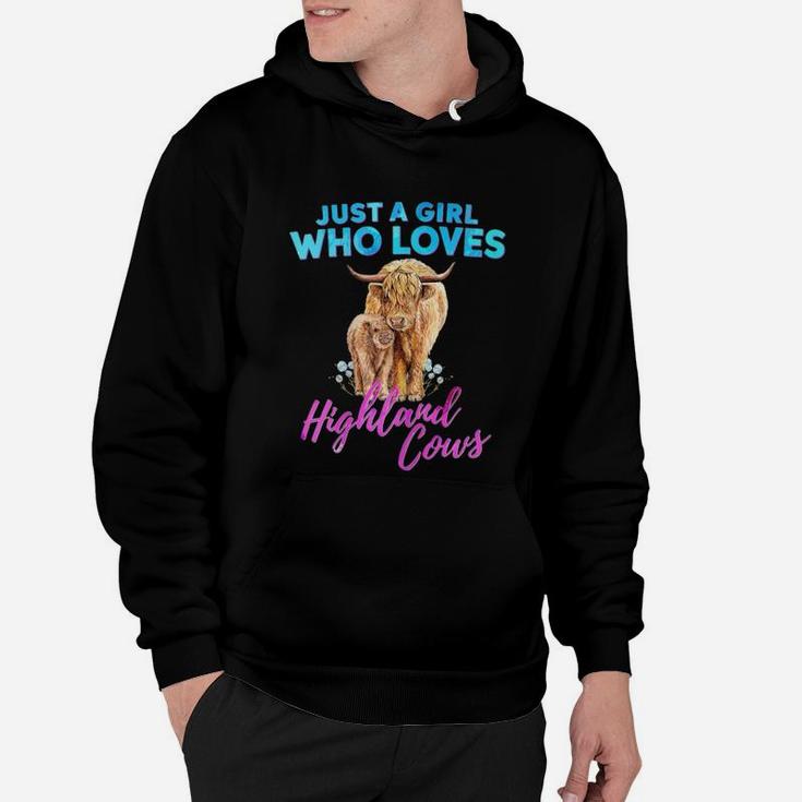Cow Just A Girl Who Loves Highland Cows Funny Hoodie