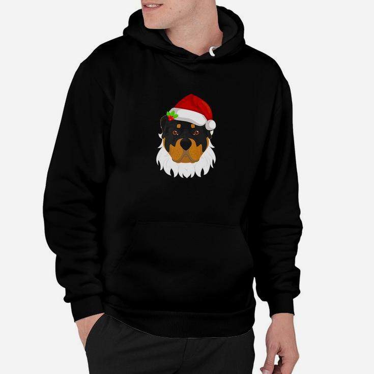 Cute Rottweiler With Santa Hat And Beard Christmas Gifts Ts Hoodie
