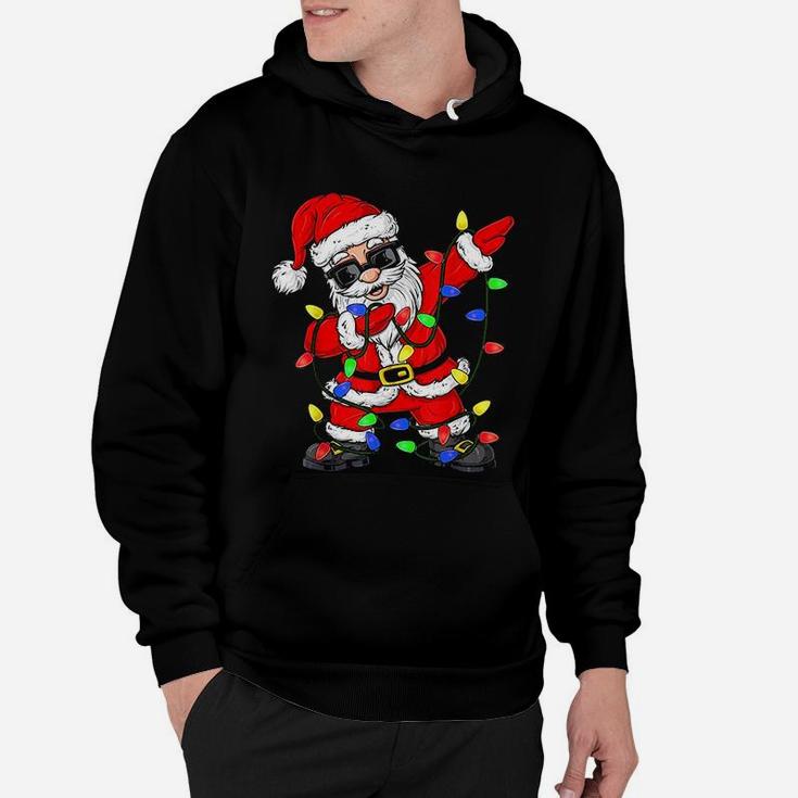 Dabbing Santa Claus Christmas Tree Lights Boys Kids Dab Xmas Hoodie