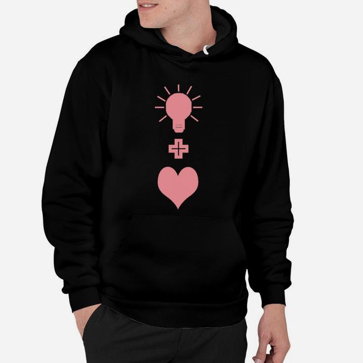 Damen Hoodie Schwarz Inspirierendes Glühbirnen-Herz-Design