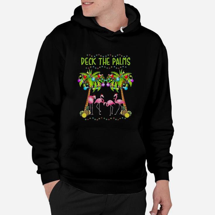 Deck The Palms Merry Flamingo Christmas Funny Hoodie
