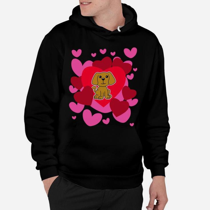 Dog Love Puppy Valentines Day Romantic Hearts Hoodie