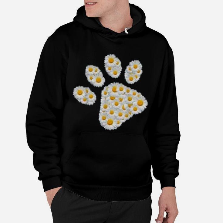 Dog Paw Print Of White Daisy Flowers Dog Paws Hoodie
