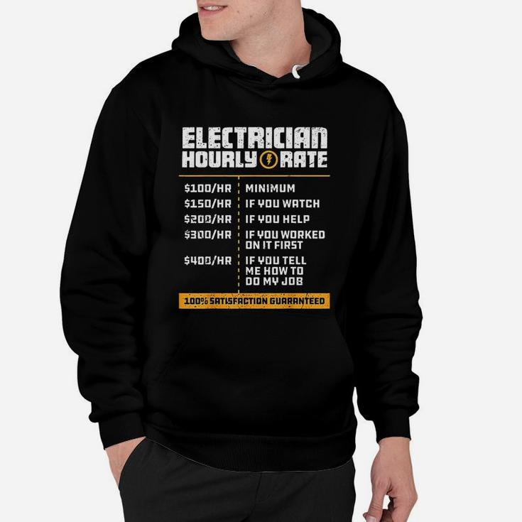 Electrician Hourly Rate Funny Lineman Dad Vintage Gifts Hoodie