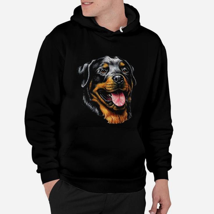 Face Portrait Watercolor Painting Rott Cool Gift Rottweiler Hoodie