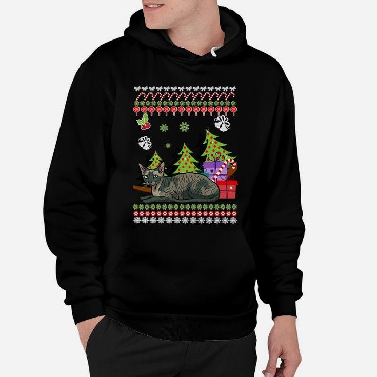 Festlicher Katzen Weihnachtspullover Hoodie, Weihnachtskatze Motiv