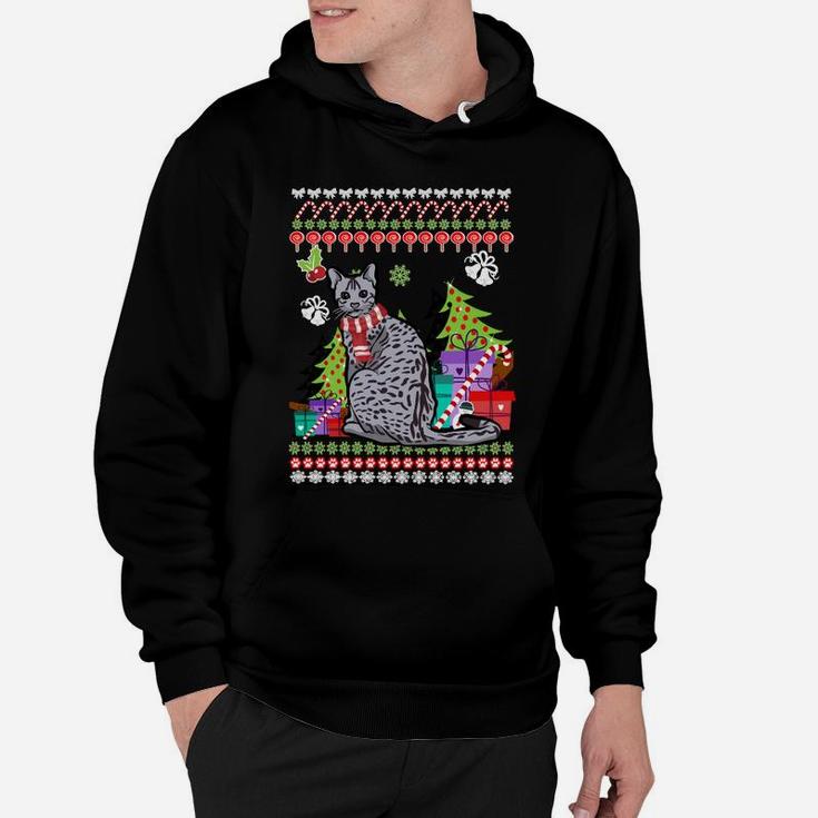 Festlicher Katzen-Weihnachtspullover Hoodie, Witziges Design für Weihnachten