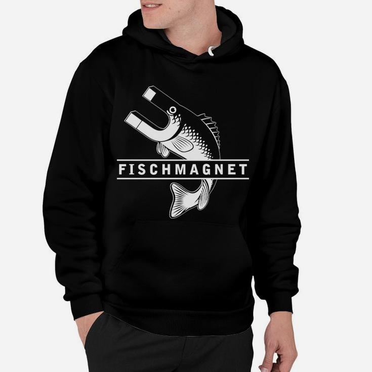Fischmagnet Angler-Hoodie, Schwarz mit Magnet & Fisch Design