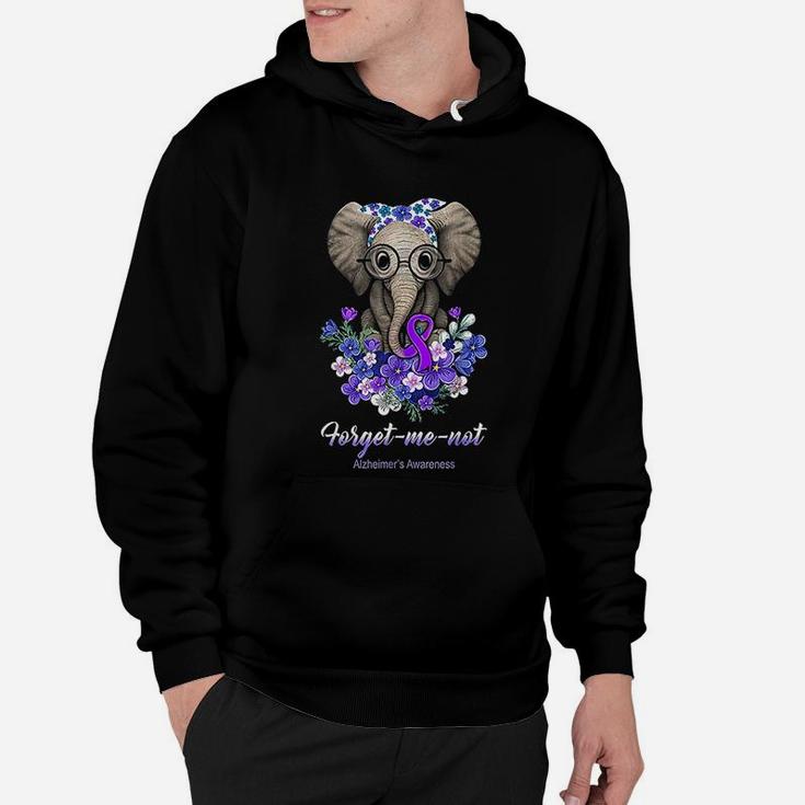 Forget Me Not Alzheimers Awareness Elephant Flower Hoodie