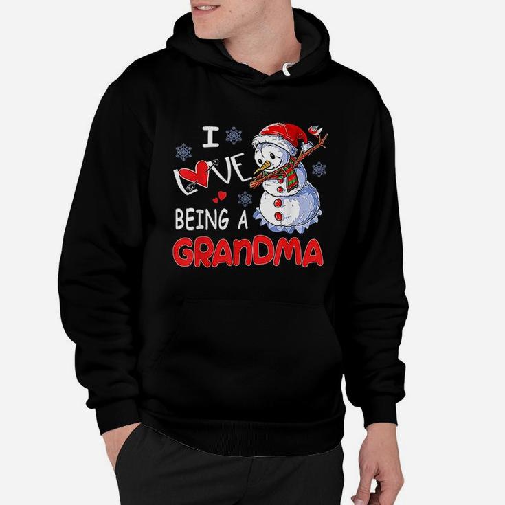 Funny Christmas I Love Being A Grandma Snowman Hoodie