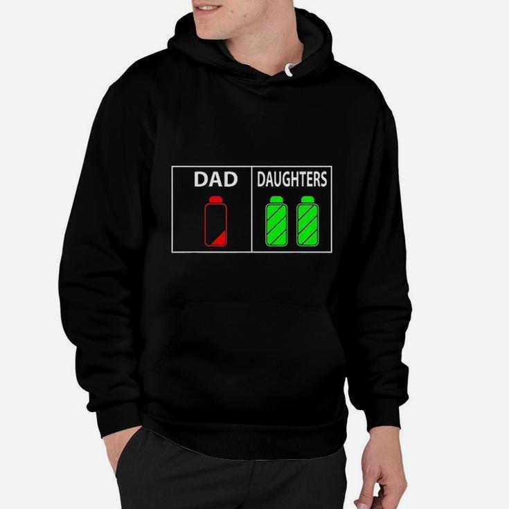 Funny Low Battery Dad Of Two Daughters Fathers Day Gift Hoodie