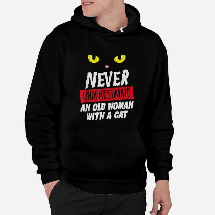 Funny Never Underestimate An Old Woman With A Cat Hoodie