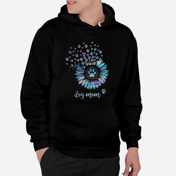 Funny Sunflower And Paw Dog Mom Dog Lovers Hoodie