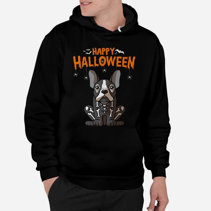 Happy Halloween French Bulldog Skeleton Dog Costume Hoodie