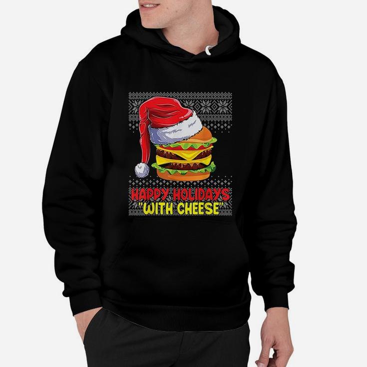 Happy Holidays With Cheese Funny Christmas Cheeseburger Hoodie